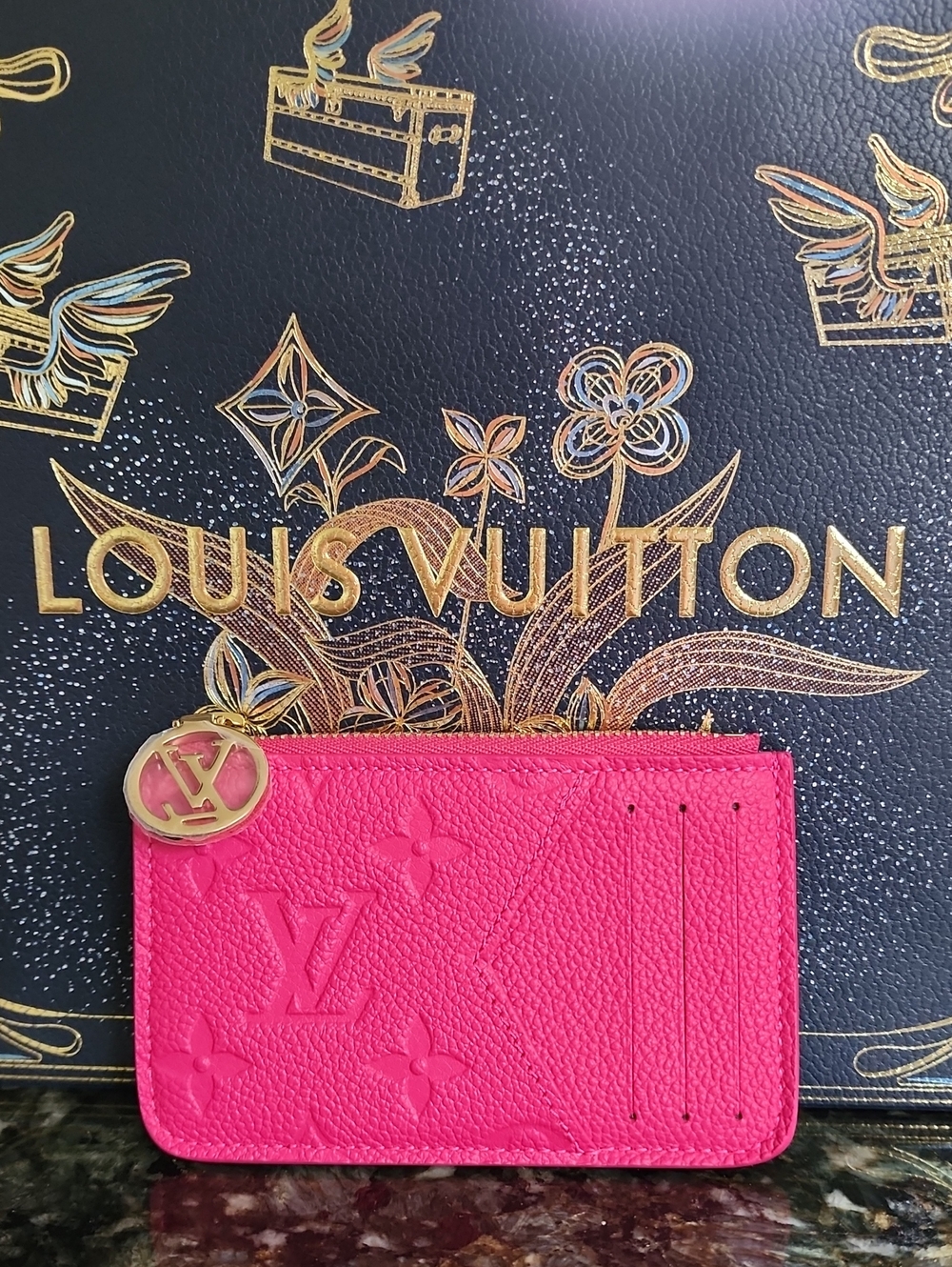 Louis Vuitton Hot Pink Monogram Cardholder with Gold Charm